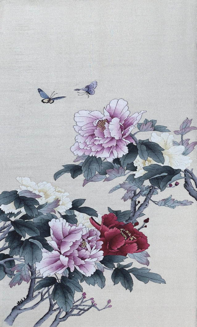 牡丹花蝶图