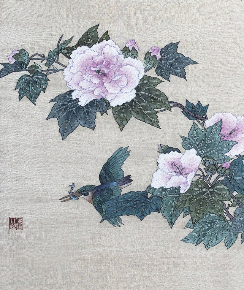 芙蓉翠鸟图